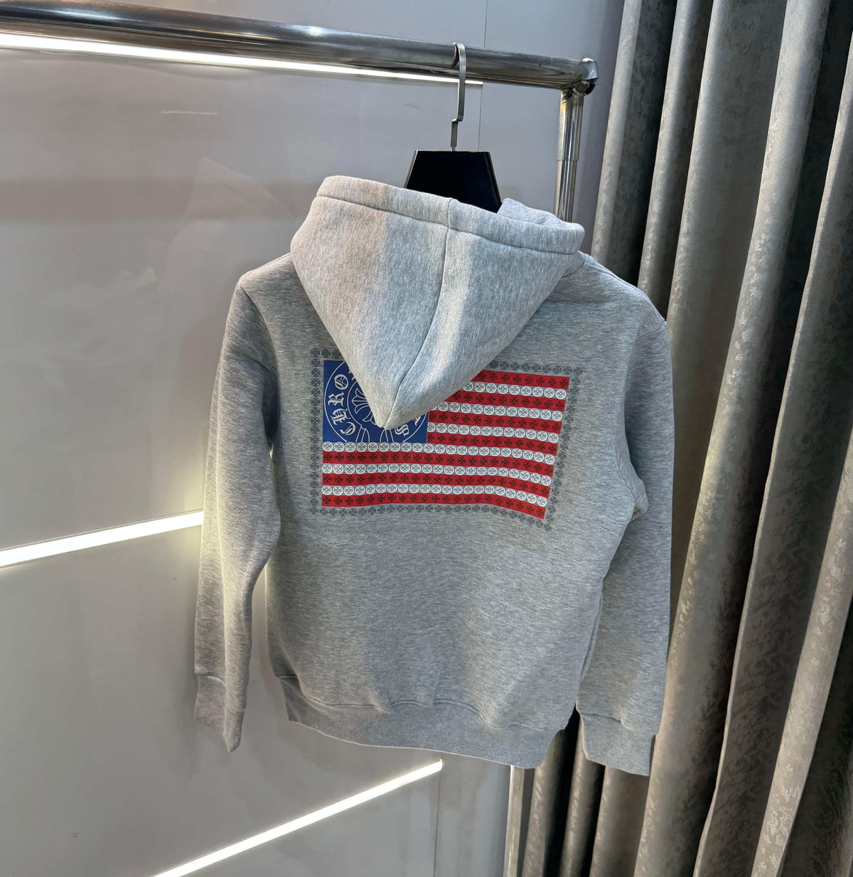 Chrome Hearts Grey Embroidery Logo Imported Hoodie