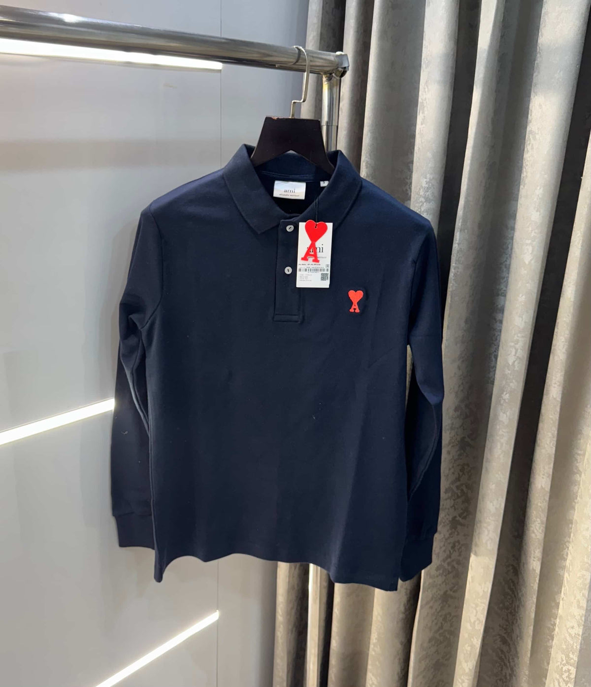 Ami Paris Navy Blue Imported Full Sleeves Polo T-Shirt