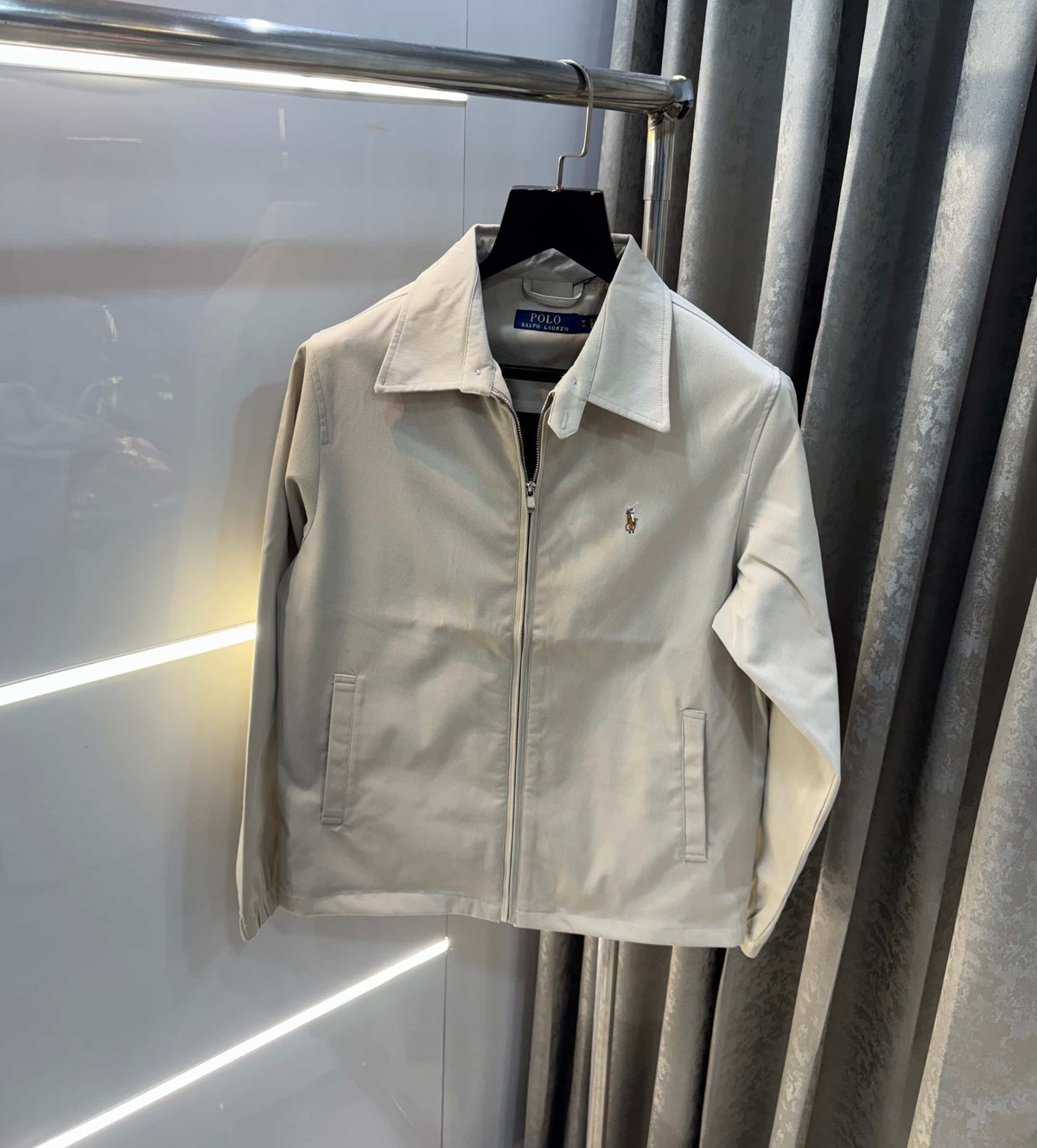 Ralph Lauren Cream Embroidery Logo Imported Bomber Jacket