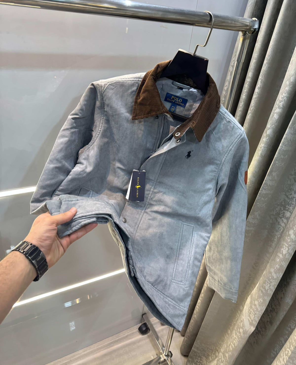 Ralp h Lauren Grey Imported Classic Bomber Jacket