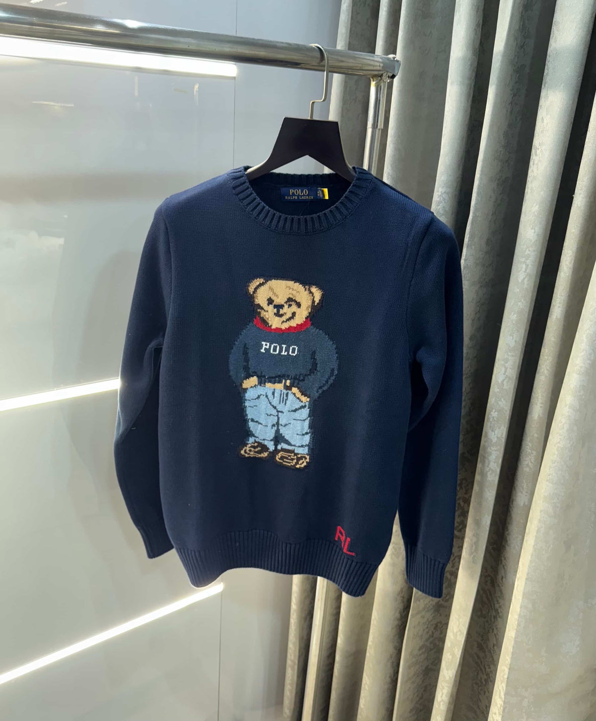 Ralph Lauren Navy Blue Teddy Edition Imported Knitted Pull Over