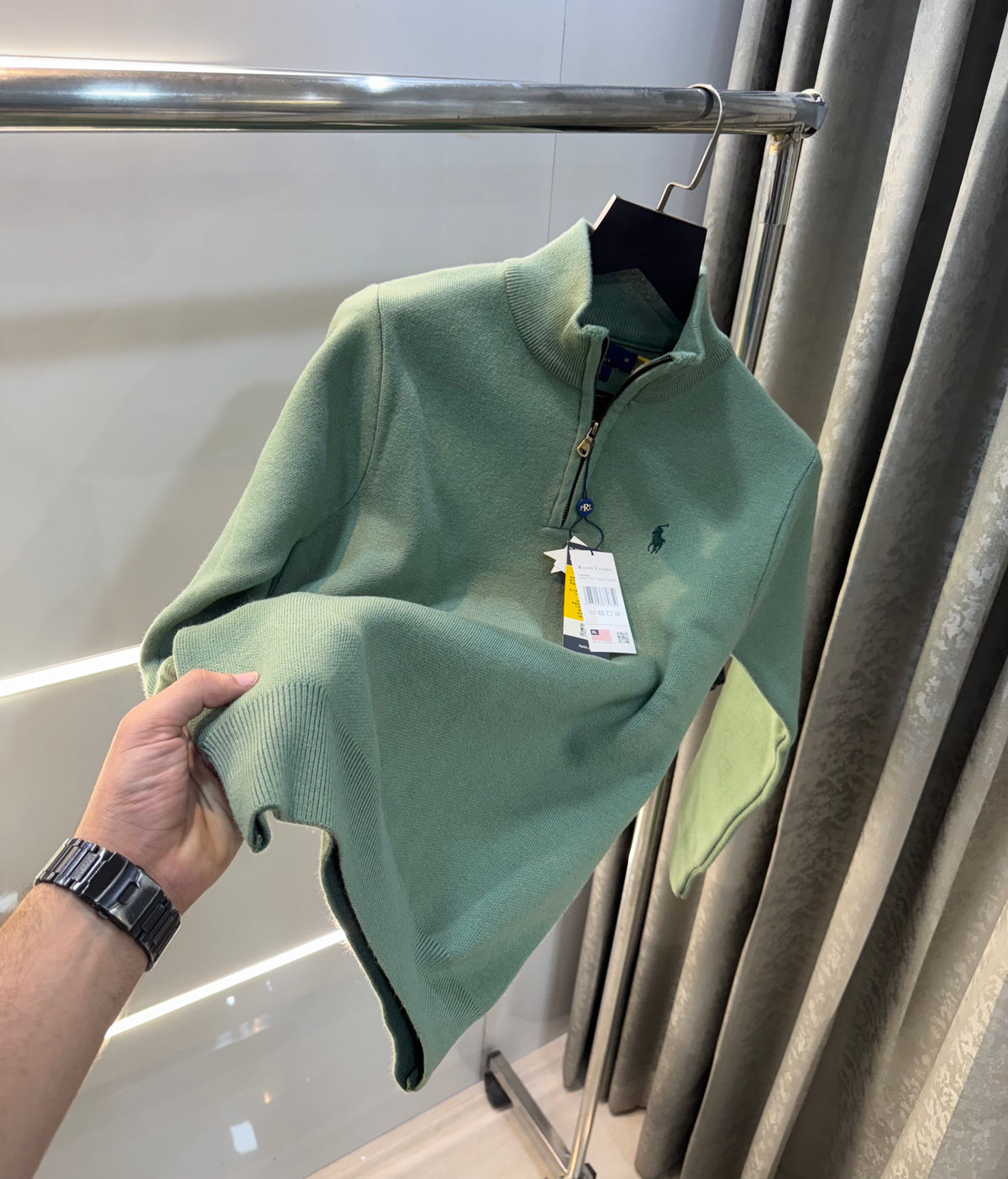 Ralph Lauren Green Lambs Wool Knitted Pull Over
