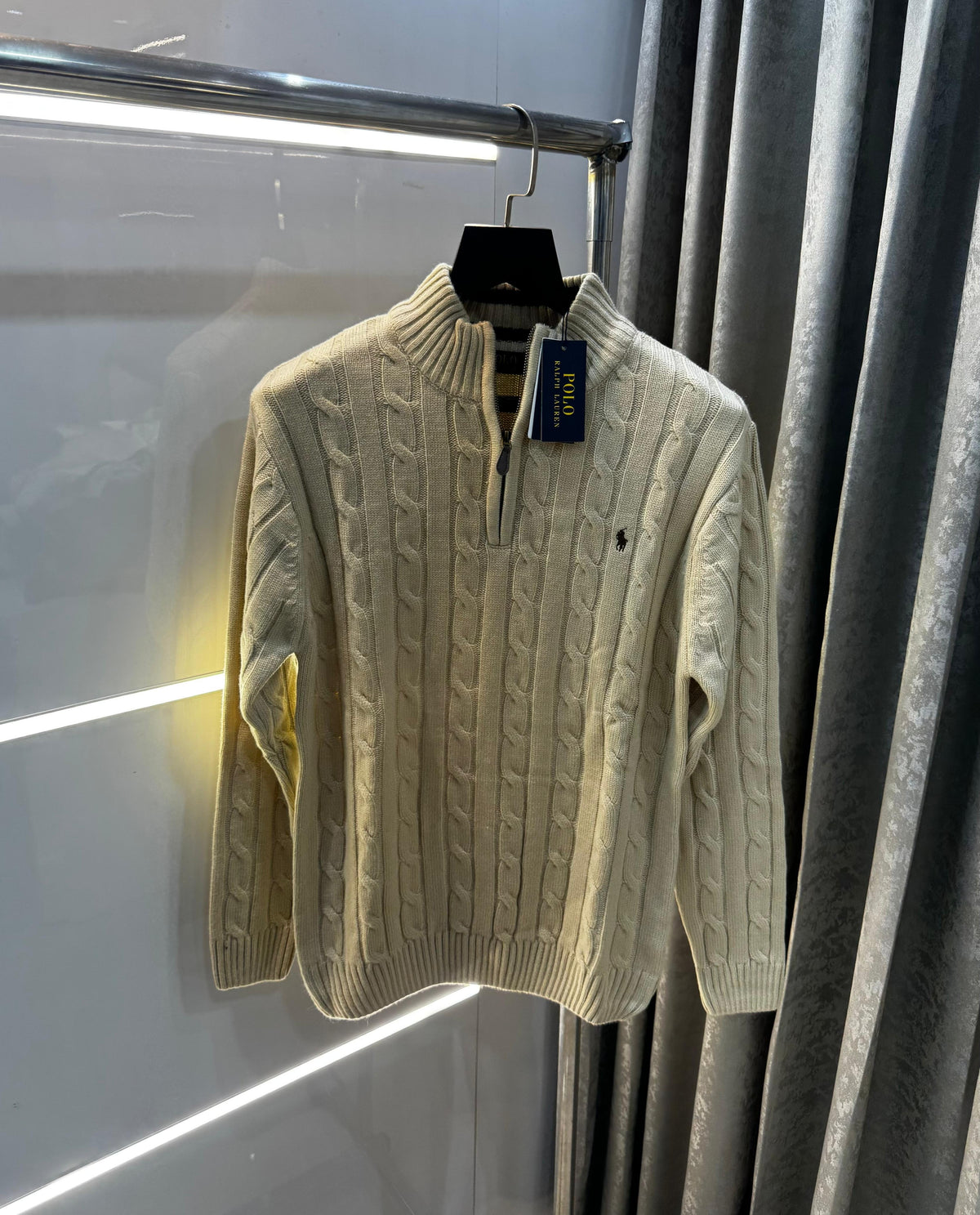 Ralph Lauren Beige Embroidery Logo Imported Knitted Pull Over