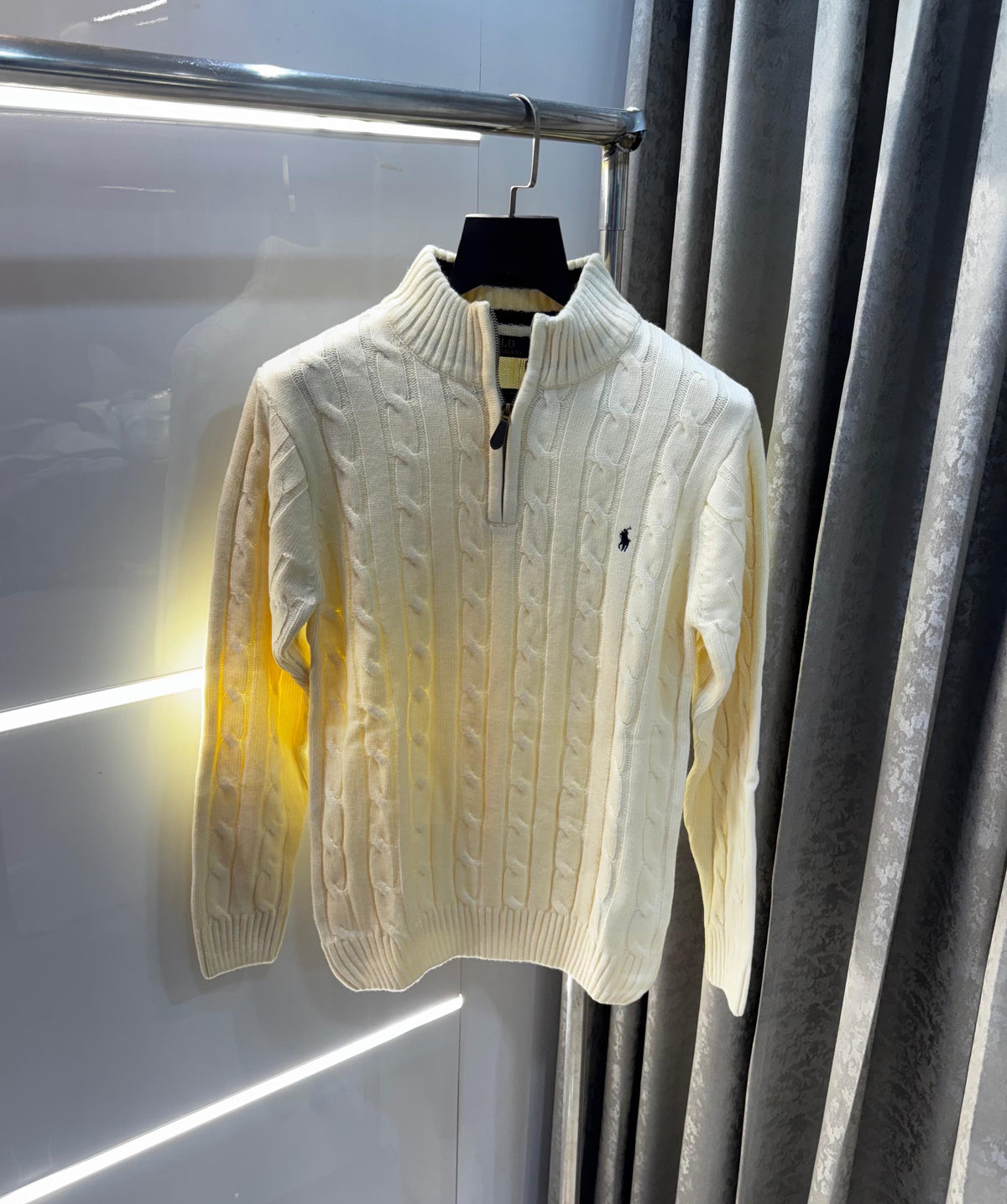 Ralph Lauren Cream Embroidery Logo Imported Knitted Pull Over