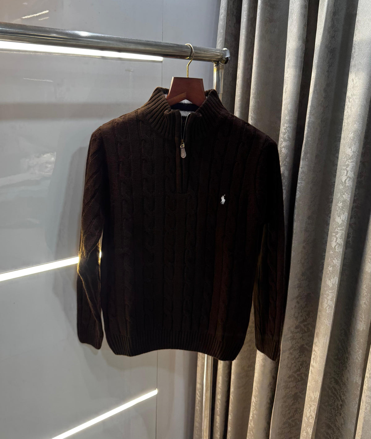 Ralph Lauren Brown Embroidery Logo Imported Knitted Pull Over
