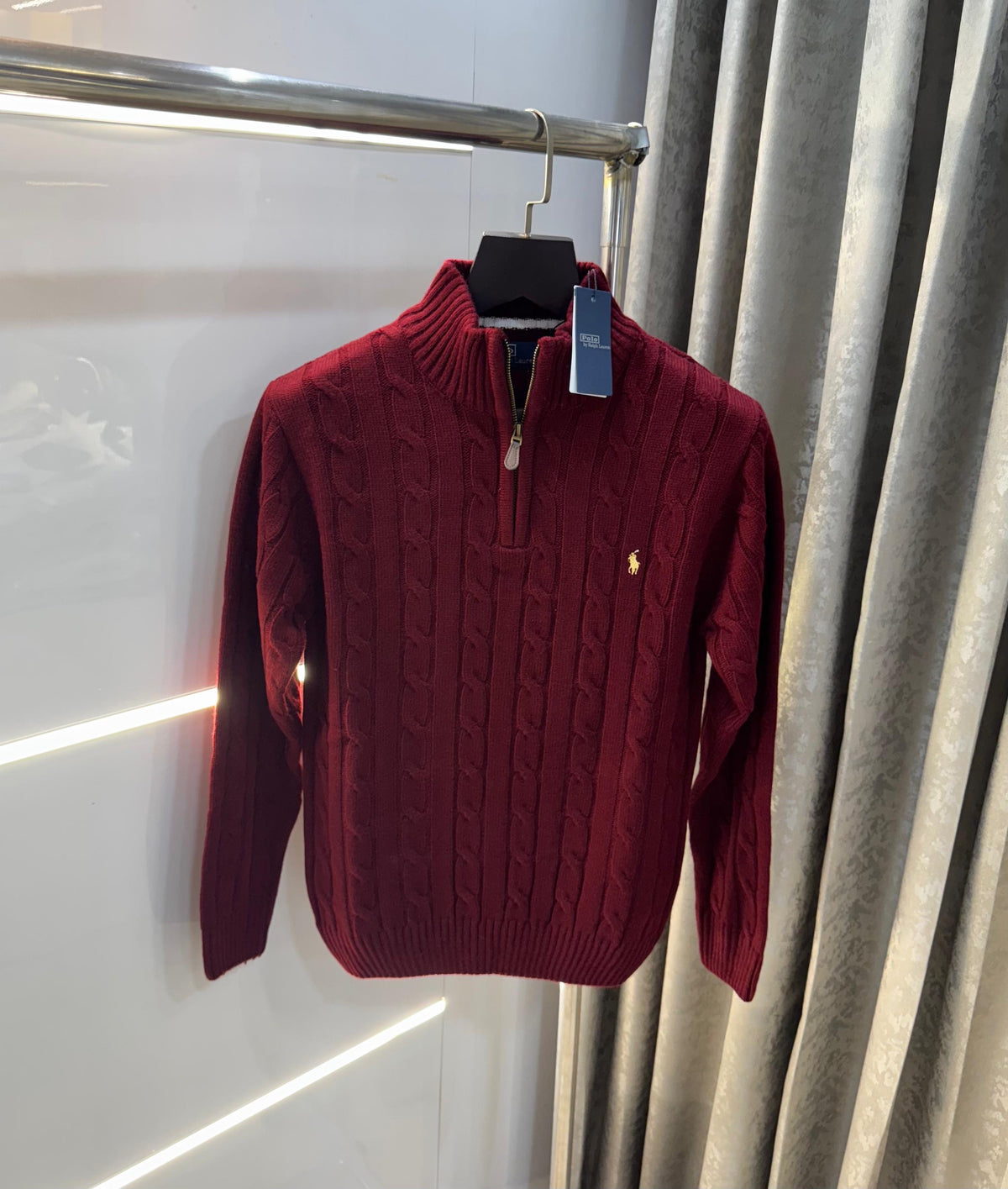 Ralph Lauren Wine Embroidery Logo Imported Knitted Pull Over