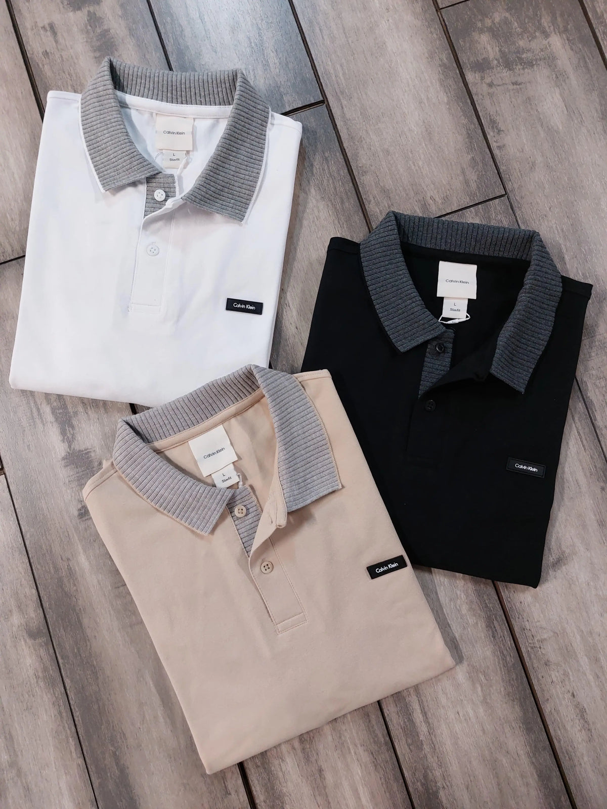 Calvin Klein White Patch Logo Premium Polo T-Shirt