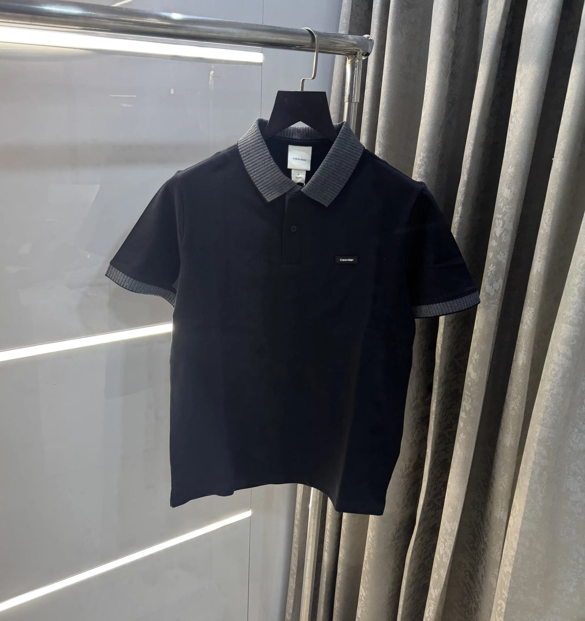 Calvin Klein Black Patch Logo Premium Polo T-Shirt