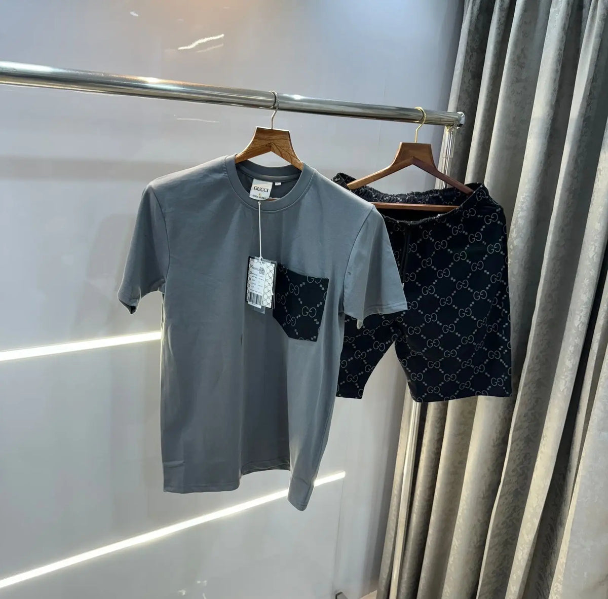 Gucc i gery Black Logo Print Premium Cord Set