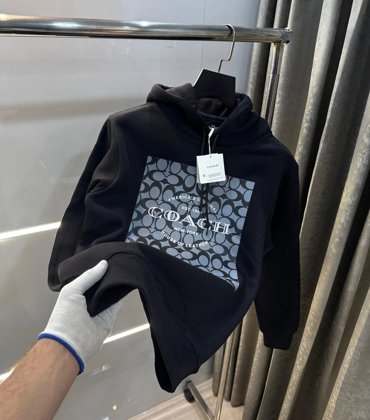 Coac h Black MonogR..AM Printed Imported Hoodie