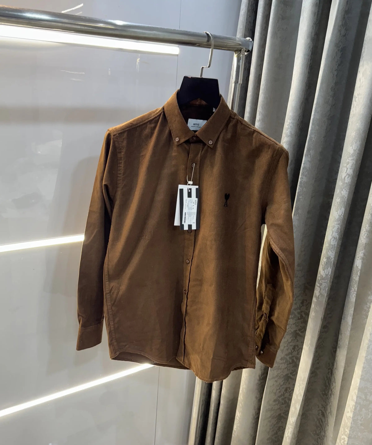 Ami Paris Brown Embroidry Logo Premium Shirt