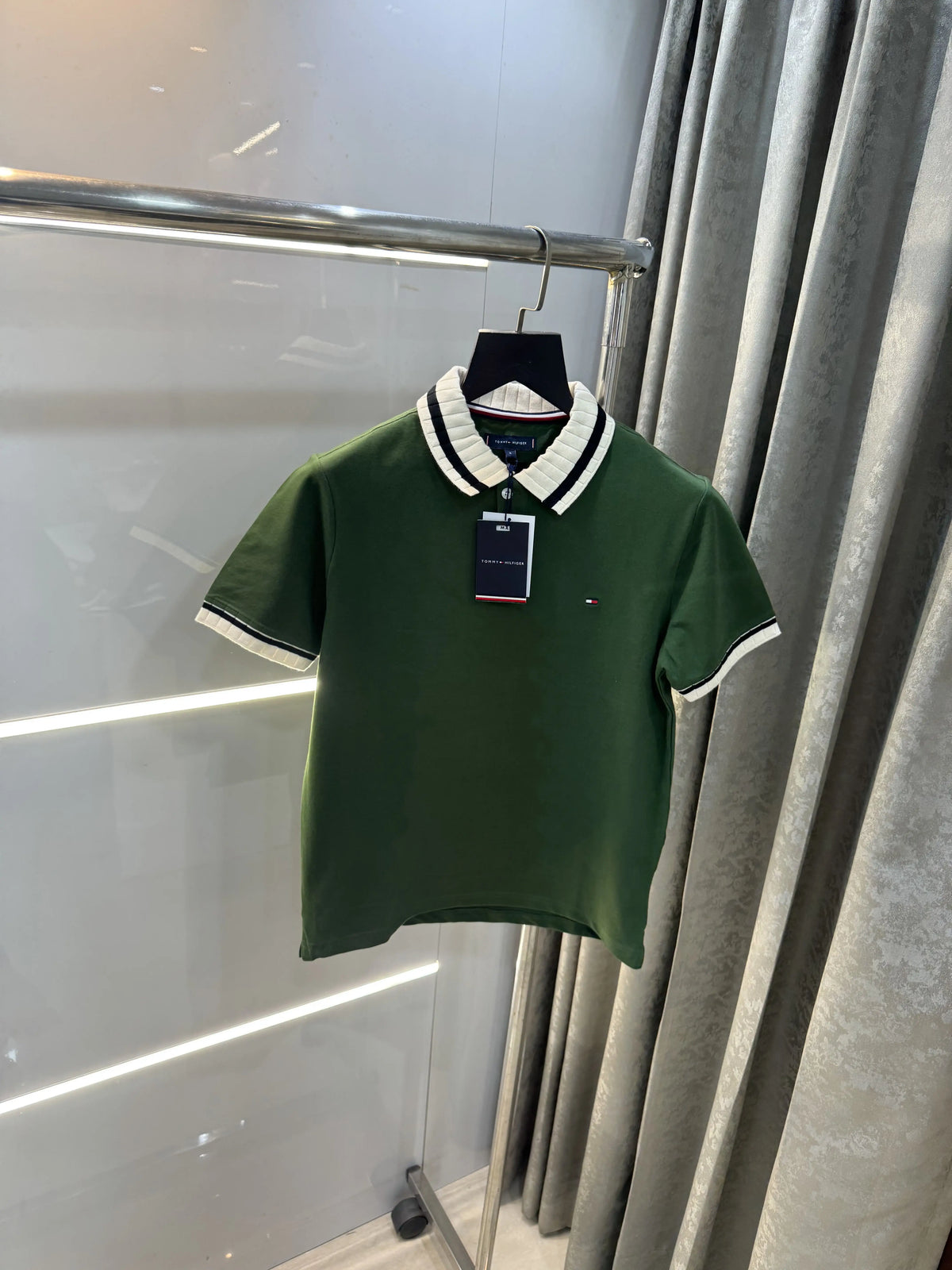 Tommy Hilfiger Olive Green Logo Work Premium Polo T-Shirt