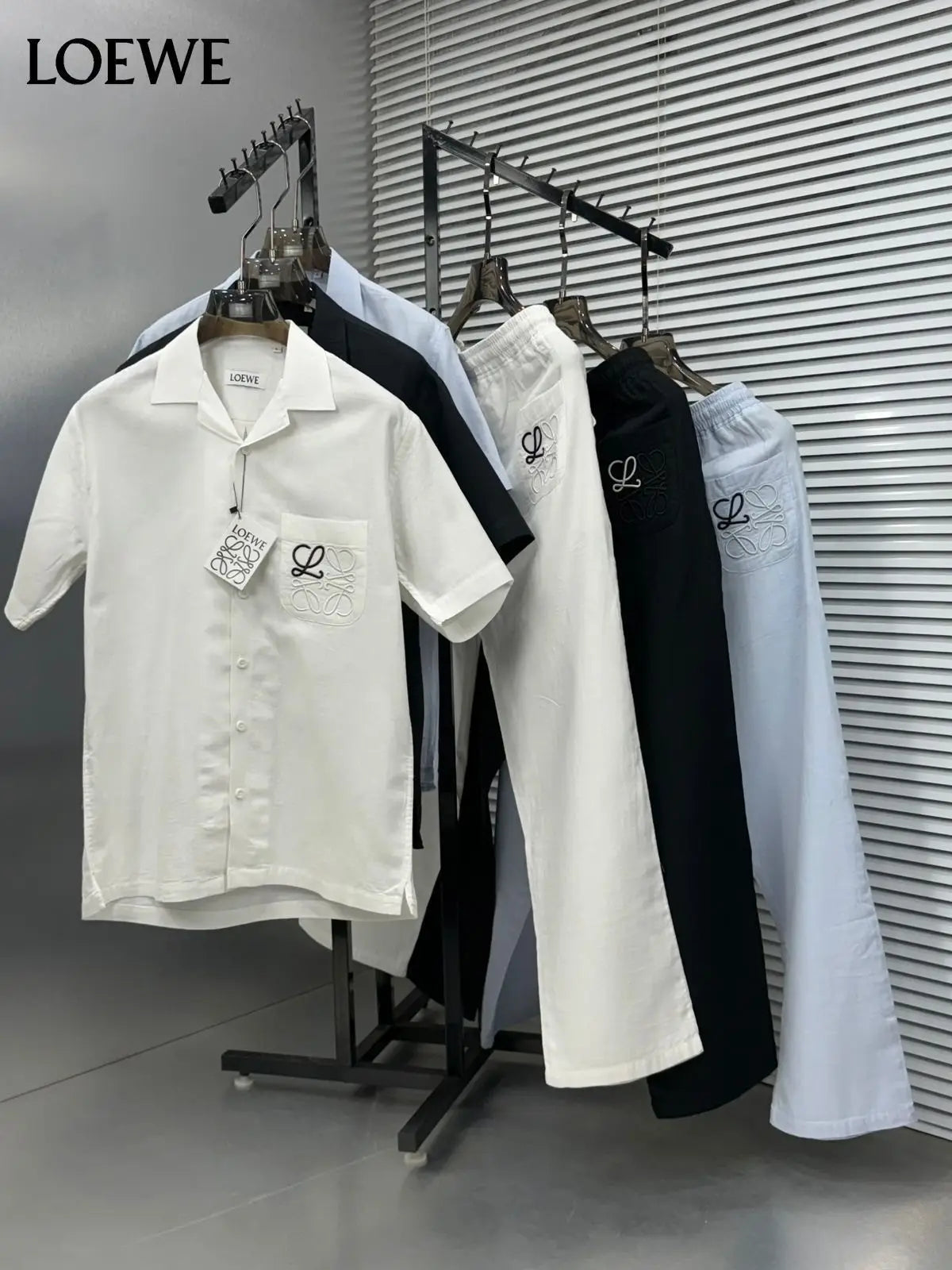 Loewe White Embroidery Logo Premium Linen Cord Set