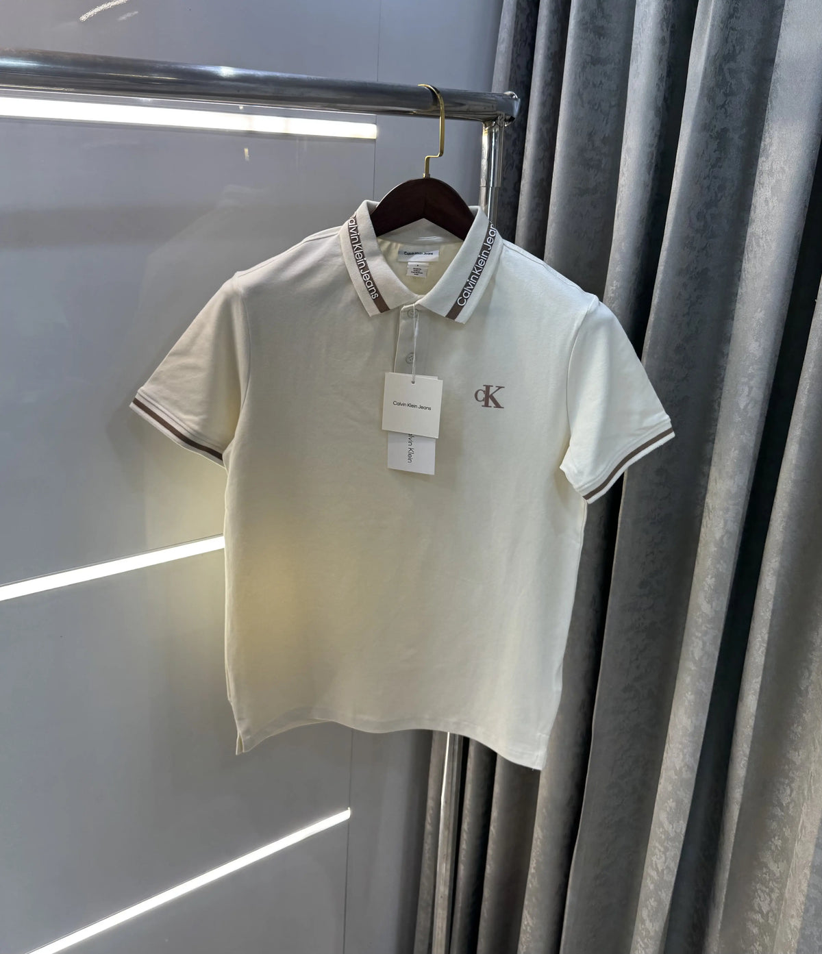 Calvin Klein Cream Premium Polo T-Shirt
