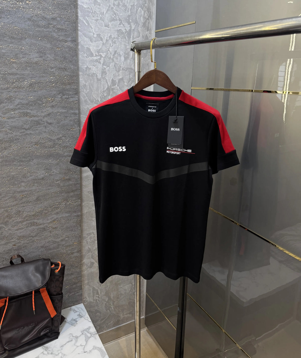 Hugo Bos s X Porsche Black Logo Work Premium Polo T-shirt