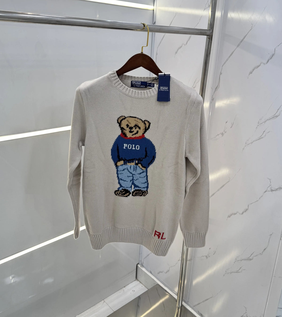 Ralp.h Laure.n Beige Teddy Knitted Imported Pull Over