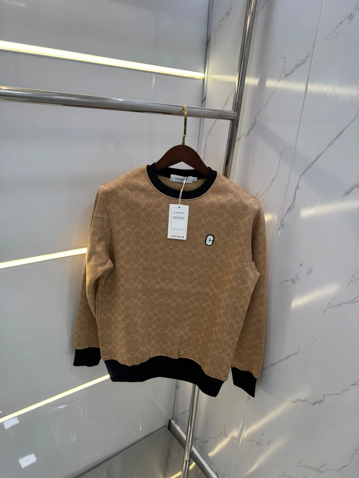 Coac h Beige Imported Knitted Premium Pull Over