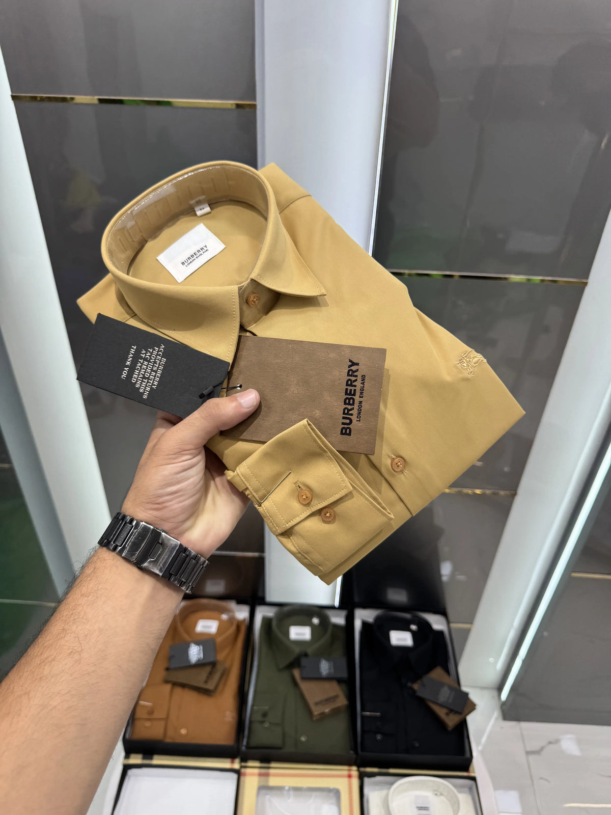Burberr y Beige Premium Shirt With Original Box