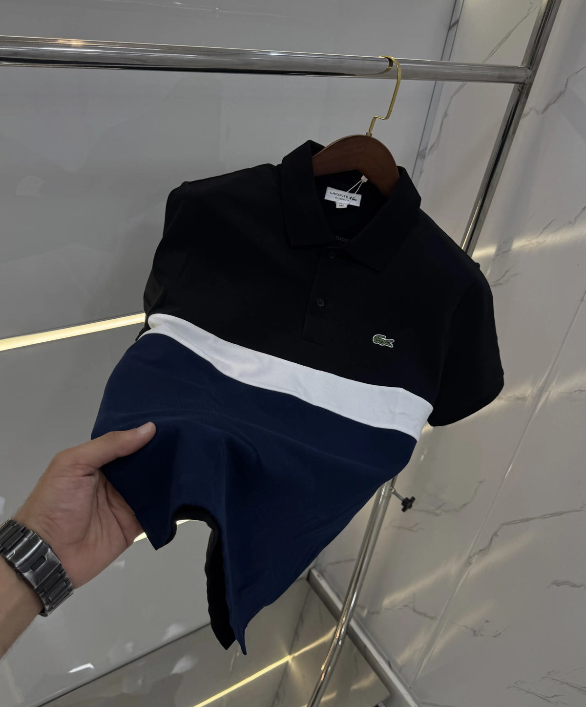 Lacost e navy Logo Work Premium Polo T-Shirt