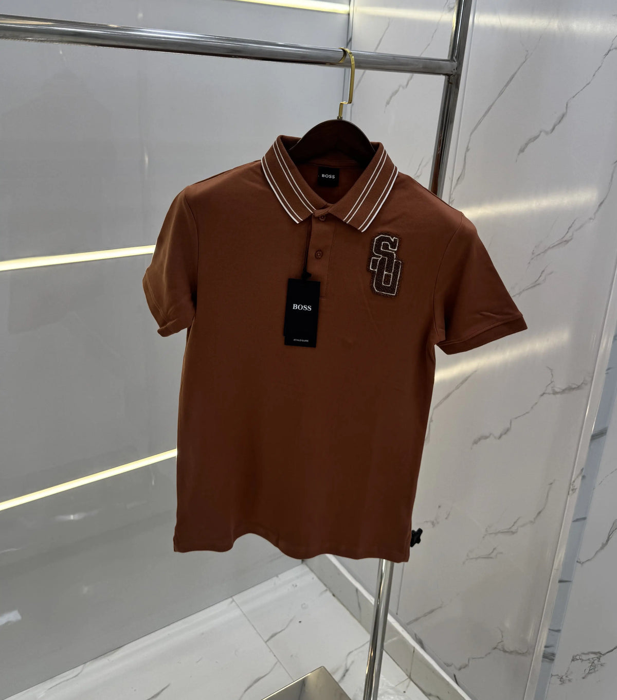 Hugo Bos s Brwon Logo Work Premium Polo T-shirt