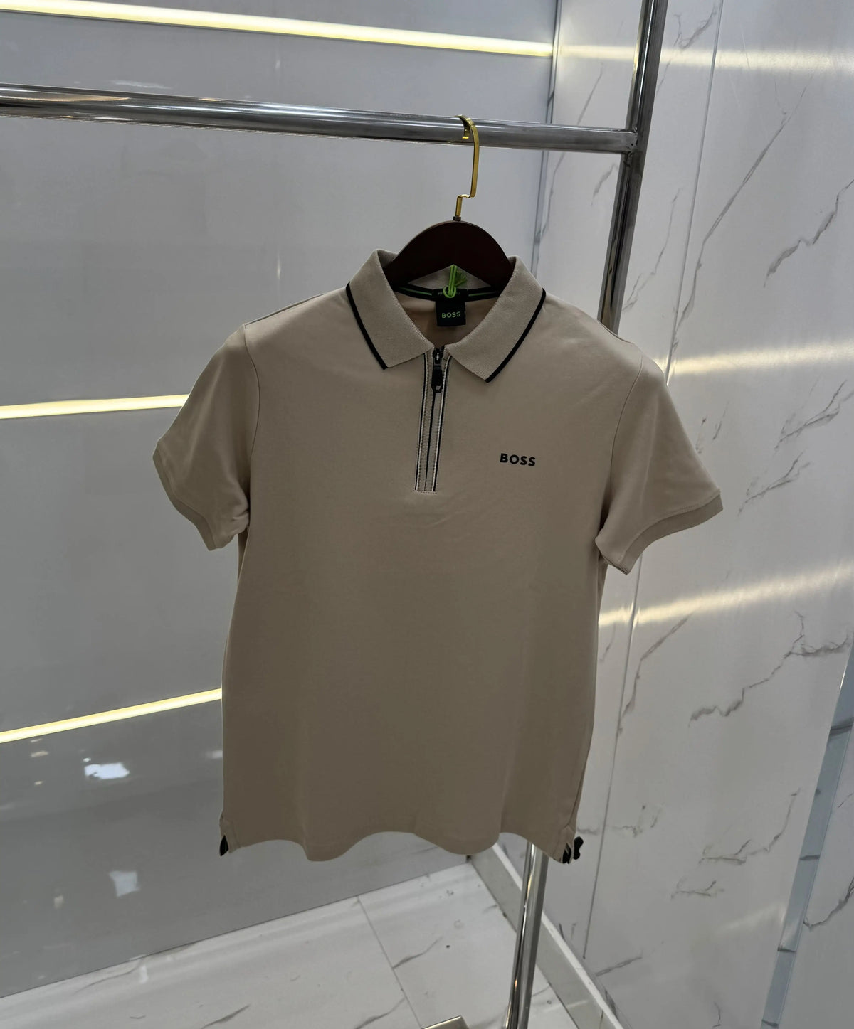 Hugo Bos s Beige Logo Work Premium Polo T-shirt