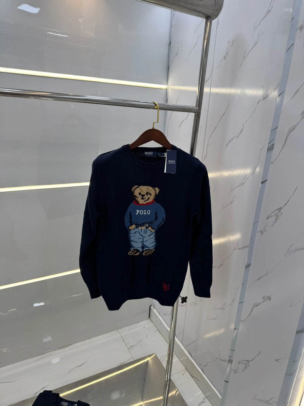 Ralp.h Laure.n Navy Blue Teddy Knitted Imported Pull Over