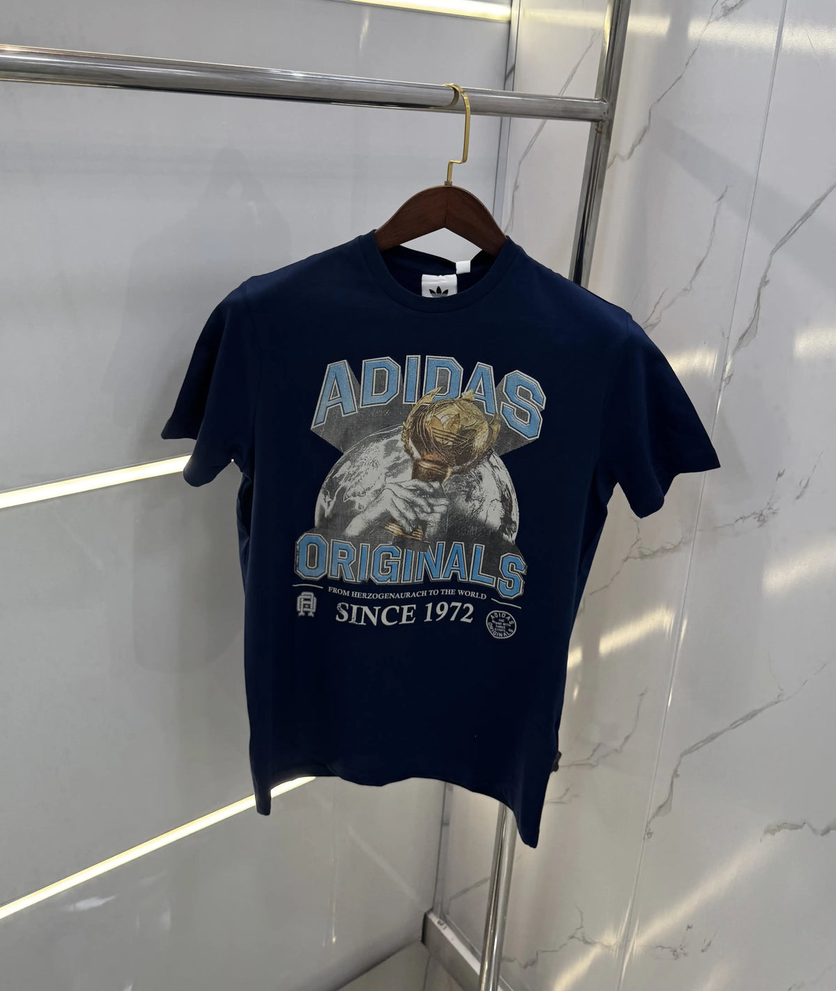 Adida s Navy Blue Logo Print Imported T-Shirt