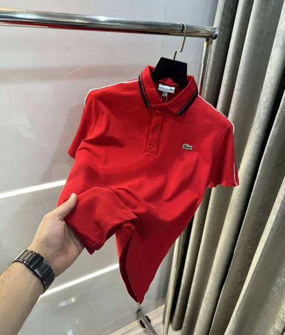 Lacost e Red Embroidery Logo Premium Polo T-Shirt