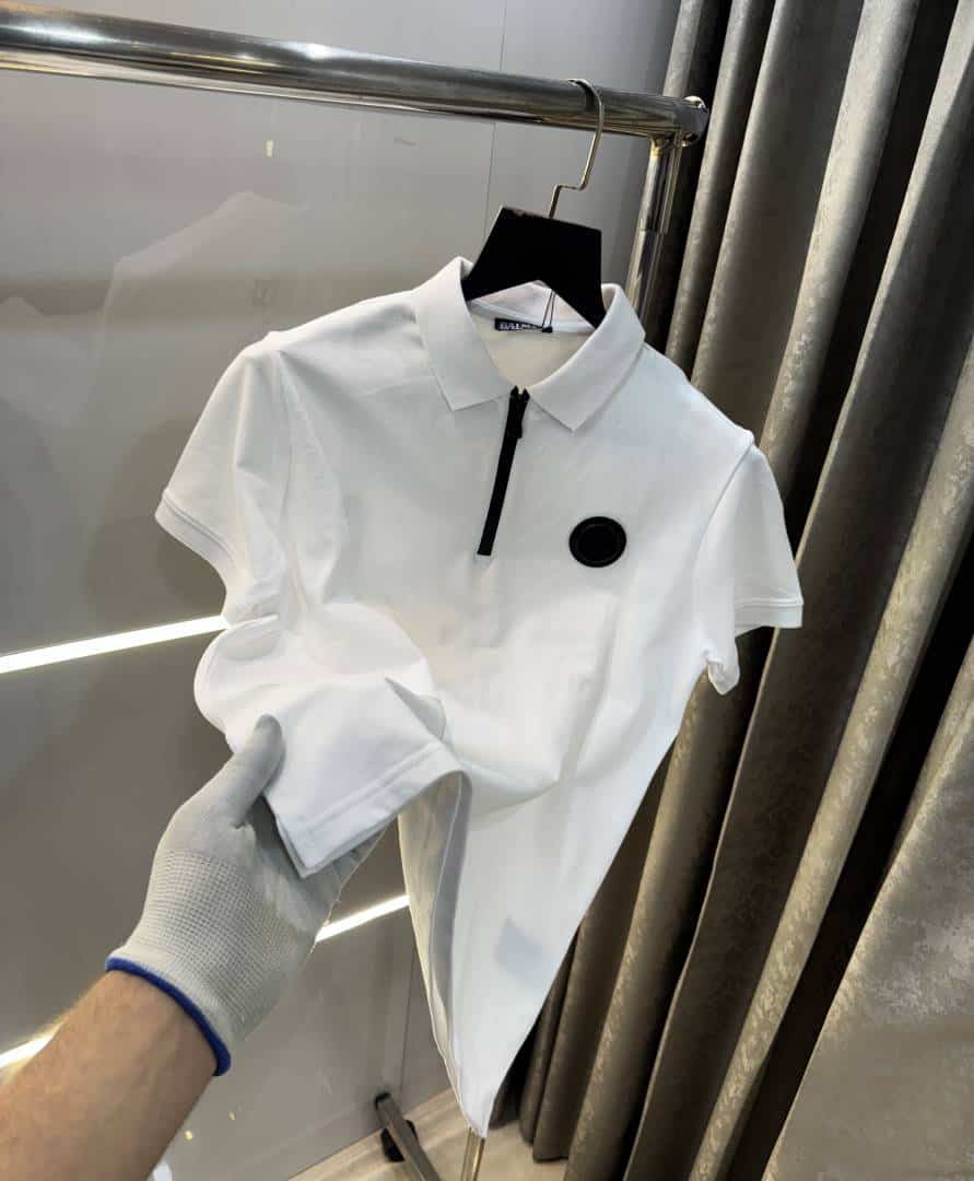 Balmai n Paris White Back Logo Work Imported Polo T-Shirt