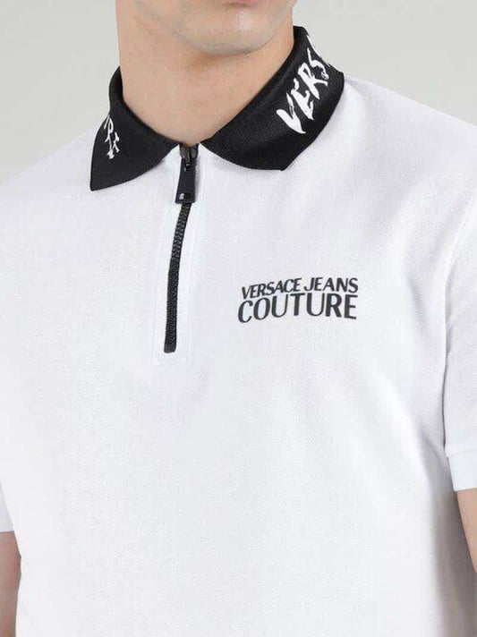 Versace Coutur e White Collar Logo Imported Polo T-Shirt