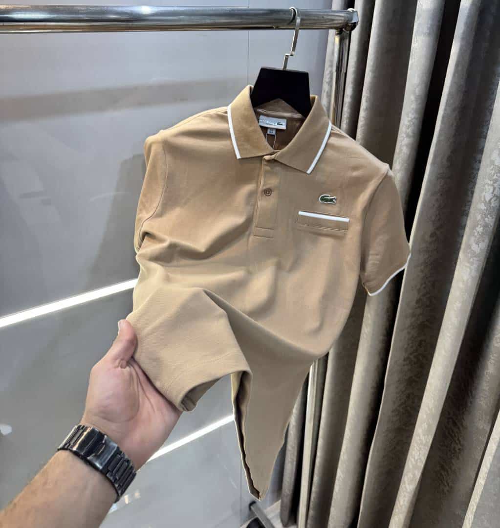 Lacost e Beige Logo Work Premium Polo T-Shirt