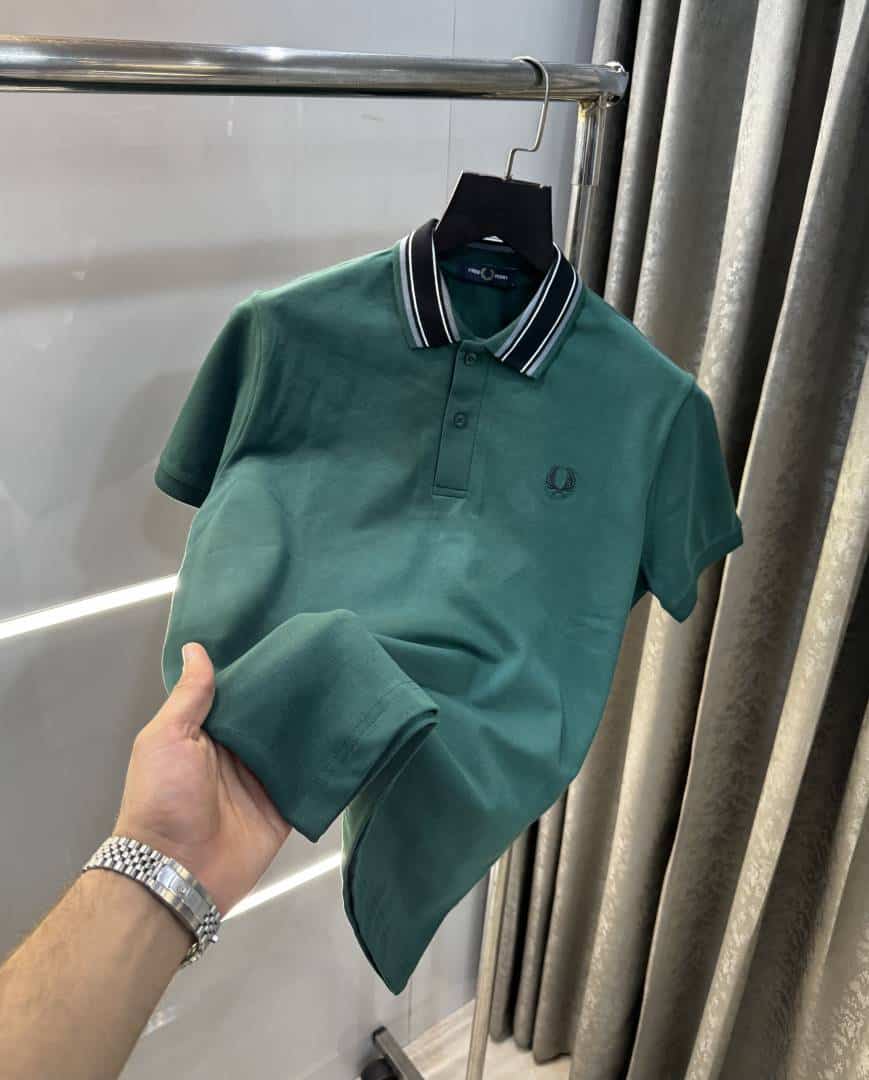 Fredperry Bottle Green Embroidery Logo Premium Polo T-Shirt