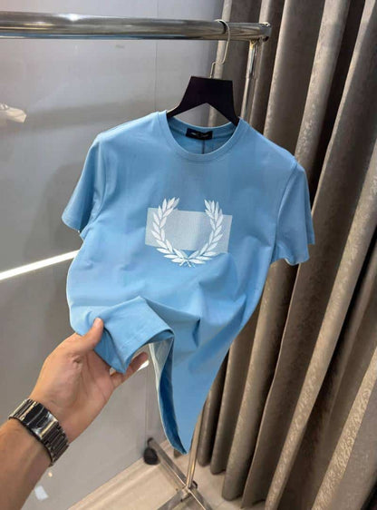 Fredperry Sky Blue Logo Print Imported T-Shirt