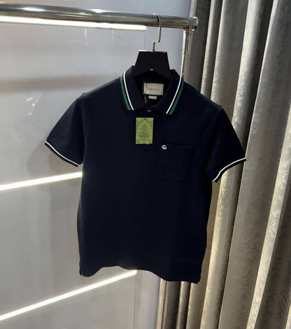 Gucc i Navy Blue Collar Look Imported Polo T-Shirt
