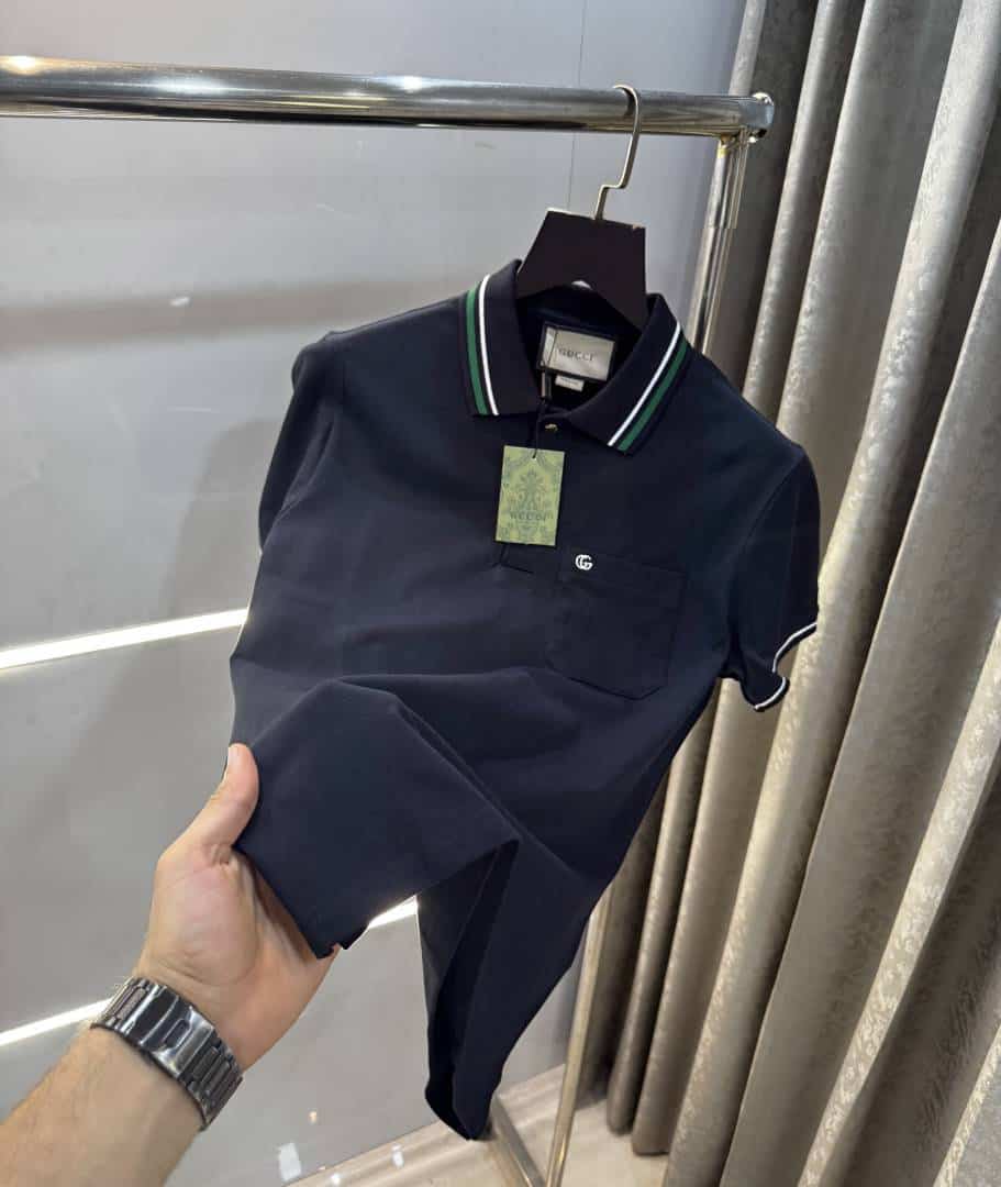 Gucc i Navy Blue Collar Look Imported Polo T-Shirt