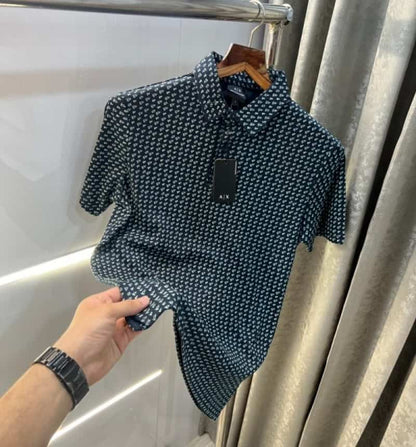 Arman i Exchange Navy All Over Printed Premium Polo T-Shirt