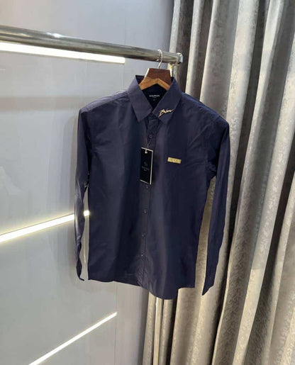Balmai n Paris Navy Blue A Steel Logo Designer Shirt With Premium Box Packing