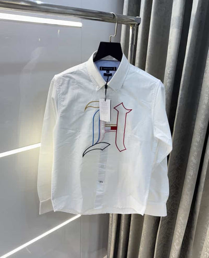 Tommy  White Embroidery Logo Premium Shirt