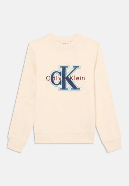 Calvin Klei n Cream Logo Work Premium Sweatshirt