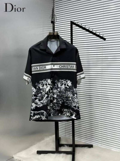 Christian Dio r Black Printed Premium Half Shirt With Box Packing