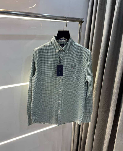 Gant Green Small Checks Premium Classic Shirt