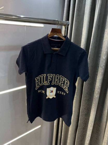 Tommy Hilfige r Navy Blue Embroidery Work Premium Polo T-Shirt
