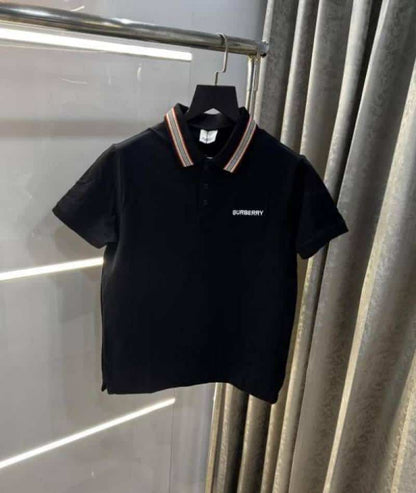 Burberr y Black Embroidery Logo Premium Polo T-Shirt