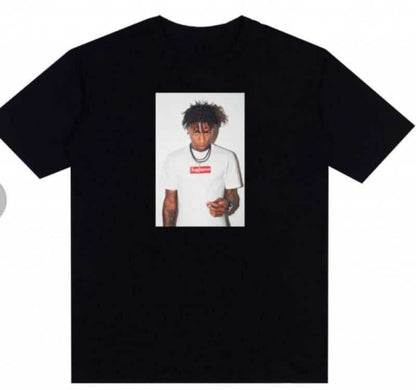 Supreme Black Logo Print Imported Oversized T-Shirt