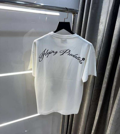 Bluorang White Eagle Embossed Print Imported Oversized T-Shirt