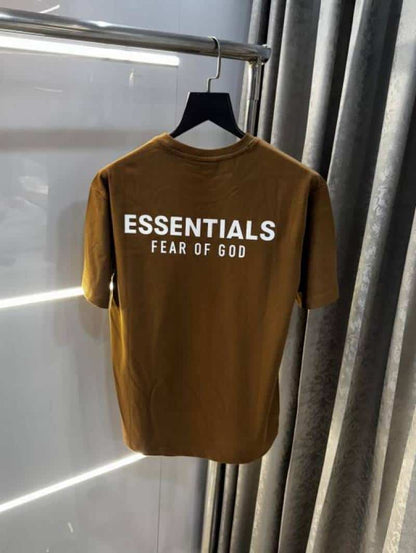Essential Fear Of God Brown Back Print Imported Oversized T-Shirt