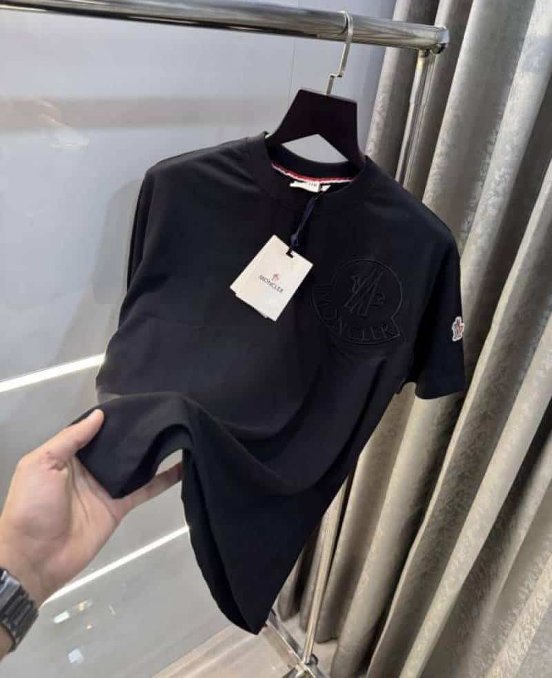 Moncle r Black Embroidery Logo Imported Oversized T-Shirt