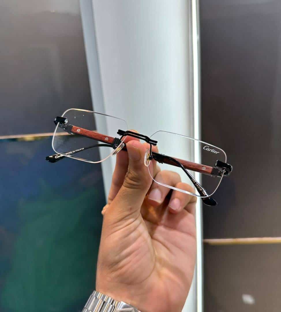 Cartie r Gunmetal-Wooden Premium  Glasses 048