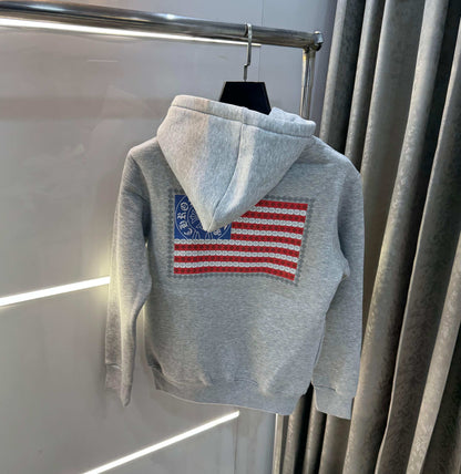 Chrome  Hearts Grey Embroidery Logo Imported Hoodie