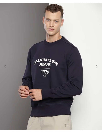 Calvin Klei n Navy Blue Logo Work Premium Sweatshirt